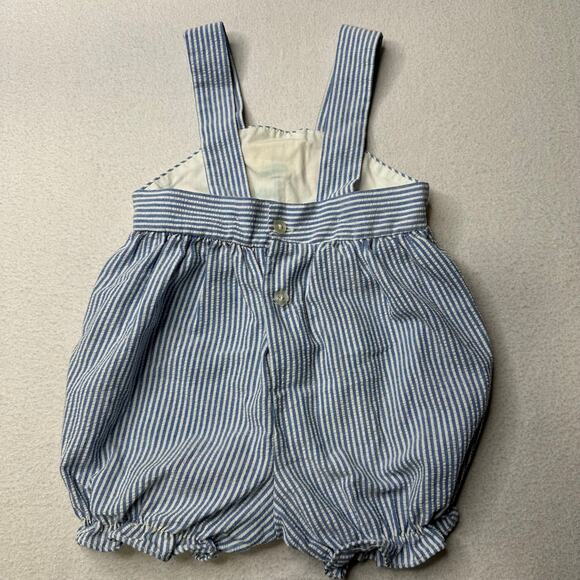 Tiny Tots Vintage 12 Month Blue White Floral Bubble Romper Outfit - Picture 5 of 9